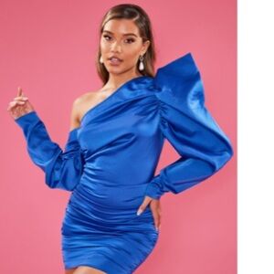PrettyLittleThing Royal Blue Satin Dress